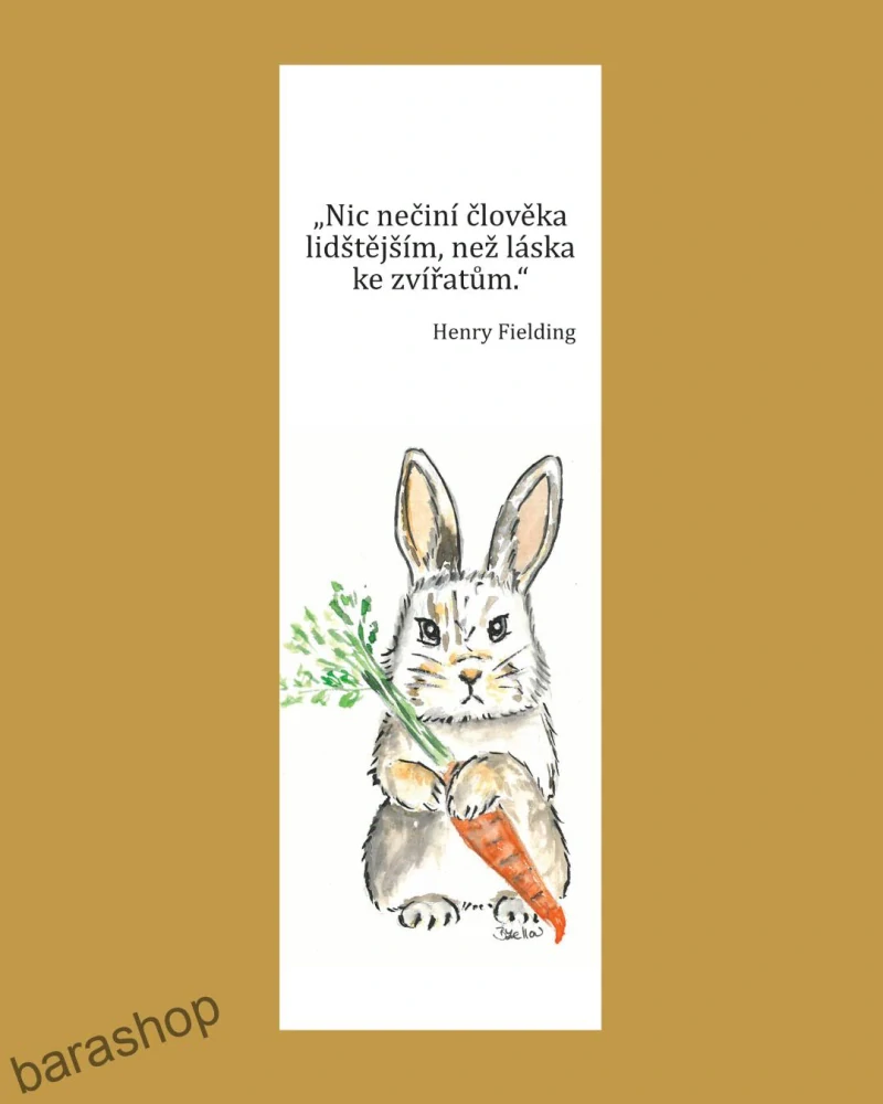 Záložka do knihy Králík s mrkví s citátem od Henryho Fieldinga